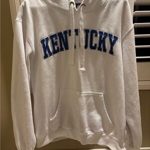 Oversized Kentucky White Hoodie with Blue Accents